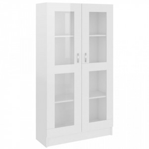 Dulap cu vitrina, alb extralucios, 82,5 x 30,5 x 150 cm, PAL - V802765V - Img 2