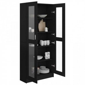Dulap cu vitrină, negru, 82,5 x 30,5 x 185,5 cm, PAL - V802769V - Img 4