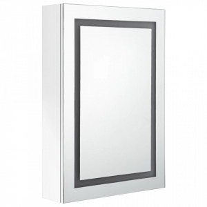 Dulap de baie cu oglindă și LED, alb strălucitor, 50x13x70 cm - V326494V - Img 3