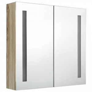 Dulap de baie cu oglindă și LED, stejar, 62x14x60 cm - V326522V - Img 3