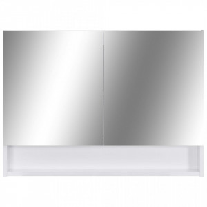 Dulap de baie cu oglinda si LED-uri, alb, 80 x 15 x 60 cm, MDF - V323604V - Img 4