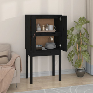 Dulap înalt, negru, 60x40x120 cm, lemn masiv de pin - V821748V - Img 2