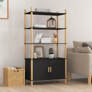 Dulap înalt, negru, 80x40x153 cm, lemn prelucrat - V345703V - Img 2