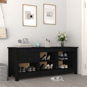 Dulap pentru pantofi, negru, 110x38x45,5 cm, lemn masiv pin - V814598V - Img 2