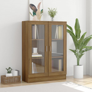 Dulap vitrină, stejar maro, 82,5x30,5x115 cm, lemn prelucrat - V815620V - Img 2