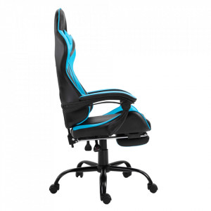 Fotoliu birou / gaming cu suport picioare, negru și albastru, 64x121-131x53-81 cm - TP266175 - Img 11