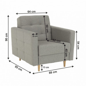 Fotoliu complet tapiţat, material textil gri, 88x90x95 cm - TP209302 - Img 16