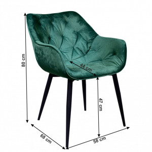 Fotoliu de design, material textil Velvet verde - TP265440 - Img 2
