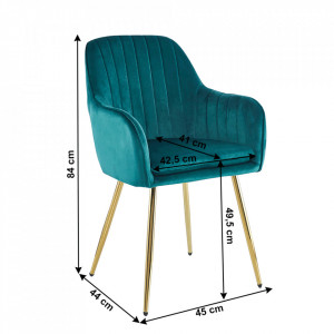 Fotoliu design, ţesătură de catifea smarald / crom-auriu - TP292652 - Img 2