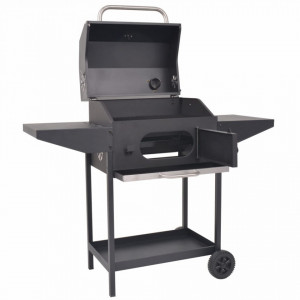Gratar barbecue cu carbuni, afumatoare si raft jos, negru - V43048V - Img 3