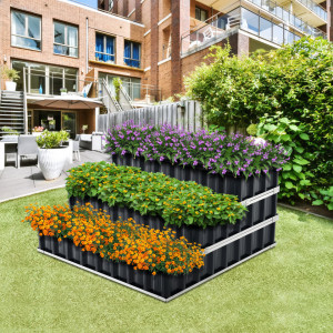 Jardiniera pe 3 nivele, 118 x 118 x 60 cm, gri antracit - P79710052