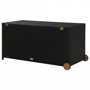 Lada de depozitare de gradina, negru, 130x65x115 cm, poliratan - V310089V - Img 4