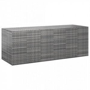 Ladă grădină pentru perne, gri, 291x100,5x104 cm, ratan PE - V317237V - Img 2