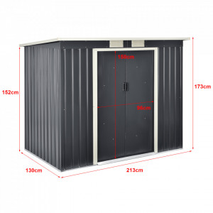 Magazie gradina cu usi glisante, 213 x 130 x 173 cm, gri inchis - P74678430 - Img 3