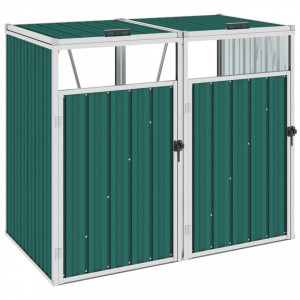 Magazie pubele dublă, verde, 143 x 81 x 121 cm, oțel - V46277V - Img 2