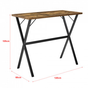 Masa bar, 120 x 60 x 105 cm, negru/efect lemn inchis - P73649694 - Img 2