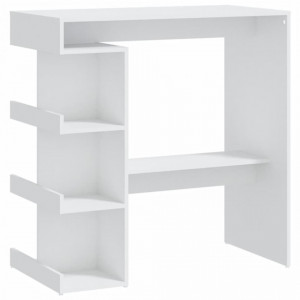 Masă bar cu raft de depozitare, alb, 100x50x101,5 cm, PAL - V809449V