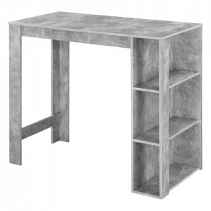 Masa bar Danderyd BO, 120 x 60 x 105,5 cm, PAL melaminat, efect beton, cu trei rafturi - P73294020