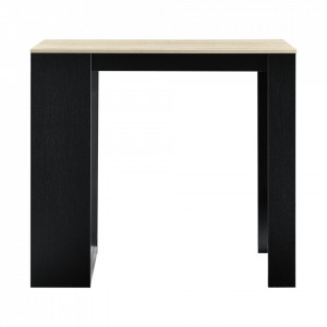 Masa-Bar elegant cu rafturi pentru bauturi Bristol, 110 x 50 x 103 cm, PAL, negru/efect lemn stejar - P66800606 - Img 2