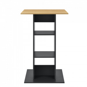 Masa bar Visby CL, 70 x 70 x 110cm, PAL melaminat, gri inchis/culoarea lemnului, cu 3 rafturi - P69369746 - Img 3
