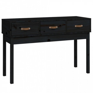 Masă consolă, negru, 114x40x75 cm, lemn masiv de pin - V821758V - Img 1