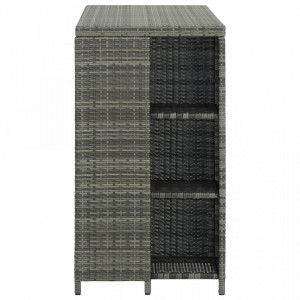Masă de bar cu raft de depozitare, gri 120x60x110 cm, poliratan - V313477V - Img 3