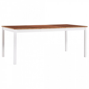 Masa de bucatarie, alb si maro, 180 x 90 x 73 cm, lemn de pin - V283408V - Img 1