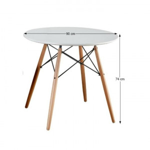 Masă de bucătărie, albă/fag, diametru 90 cm - TP228381 - Img 7