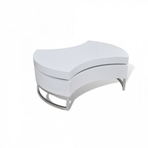 Masa de cafea cu sistem depozitare high-gloss, Alb - V240424V - Img 2
