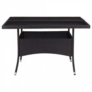 Masă de exterior, negru, poliratan și sticlă - V46189V