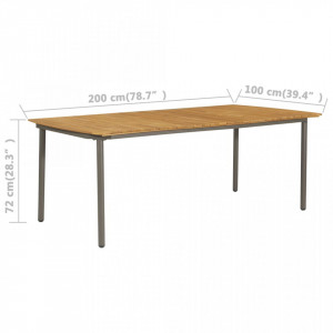 Masa de gradina, 200x100x72 cm, lemn masiv de acacia si otel - V47297V - Img 4
