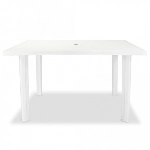 Masă de grădină, alb, 126 x 76 x 72 cm, plastic - V43597V
