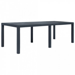 Masă de grădină, antracit, 220x90x72 cm , plastic, aspect ratan - V45608V