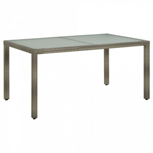 Masă de grădină, gri, 150x90x75 cm, sticlă securizată/poliratan - V316707V - Img 2