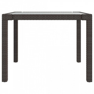 Masă de grădină maro 90x90x75 cm sticlă securizată și poliratan - V316697V - Img 4