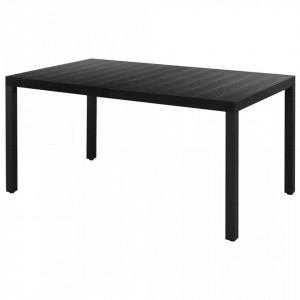 Masa de gradina, negru, 150 x 90 x 74 cm, aluminiu si WPC - V42791V