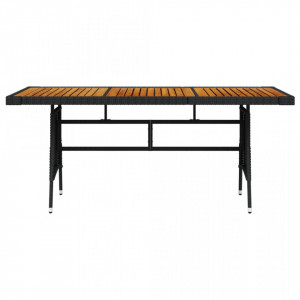 Masă de grădină negru 160x70x72 cm poliratan/lemn masiv acacia - V318694V