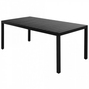 Masa de gradina, negru, 185 x 90 x 74 cm, aluminiu si WPC - V42792V