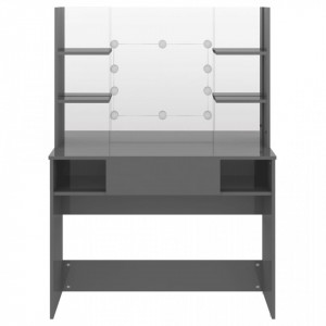 Masă de machiaj cu lumini LED, gri lucios, 100x40x135 cm, MDF - V331543V - Img 3