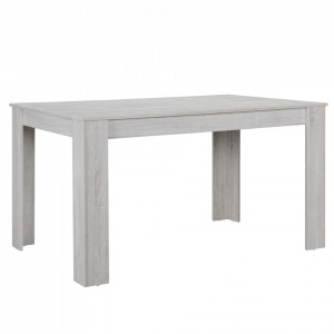 Masa eleganta Olimpia, MDF efect stejar - alb, stejar, 140 x 90 cm - cu 6 scaune imitatie de piele, maro cu picioare negru - P51966323 - Img 2