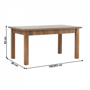 Masă extensibilă pentru dining,culoarea stejar închis, 160-203x90 cm - TP86191 - Img 20