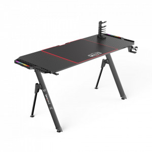 Masa gaming, 156 x 60 x 75 cm, negru cu iluminat LED - P79660583 - Img 4