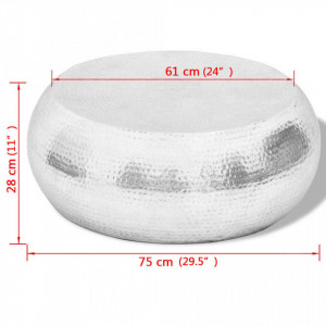 Masuta de cafea din aluminiu batut la ciocan, argintiu - V242322V - Img 4