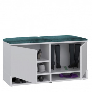 MBBAA1 - Banca, bancuta, 100x37x50 cm, pantofar pentru Hol, pantofi, depozitare - Alb cu tapiterie Gri / Verde / Albastra - Img 10