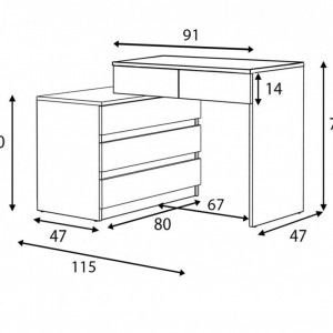 MBBIAR3 - Birou stanga/dreapta, 115/130 cm, masa de calculator drept sau pe colt cu 5 sertare, office - Stejar - Img 3