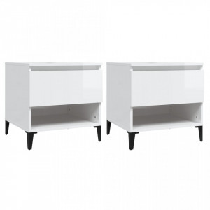 Mese laterale 2 buc. alb extralucios 50x46x50 cm lemn compozit - V819553V - Img 1