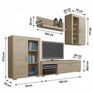 Mobilier perete living, sonoma, 220x40x180 cm - TP262952 - Img 3