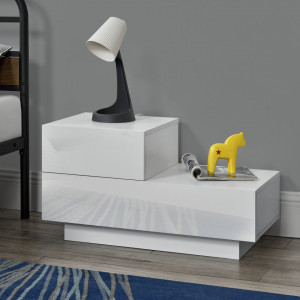 Noptiera cu 2 sertare, 38 x 70 x 35 cm, alb lucios - P71488073