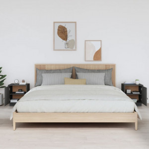 Noptiere, 2 buc., gri, 40x34x45 cm, lemn masiv de pin - V818280V - Img 3