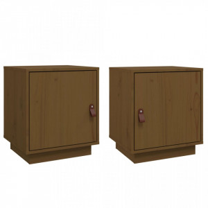 Noptiere, 2 buc., maro miere, 40x34x45 cm, lemn masiv de pin - V818282V - Img 1